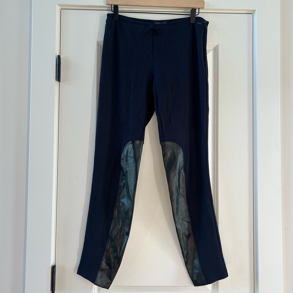 Tommy Hilfiger Navy Equestrian Style Leggings with Faux Leather Knee Patches